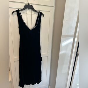 Decadent Delight Black Velvet Rhinestone low Back Midi Dress